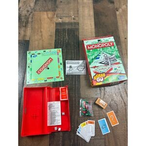Monopoly Grab & Go Travel Board Game Hasbro Gaming Portable Red Case B1002
